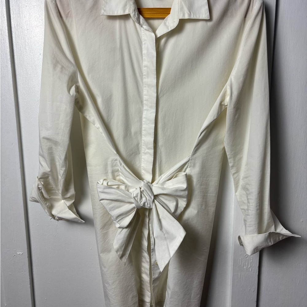 Calvin Klein White Button-Up with Waist Ties